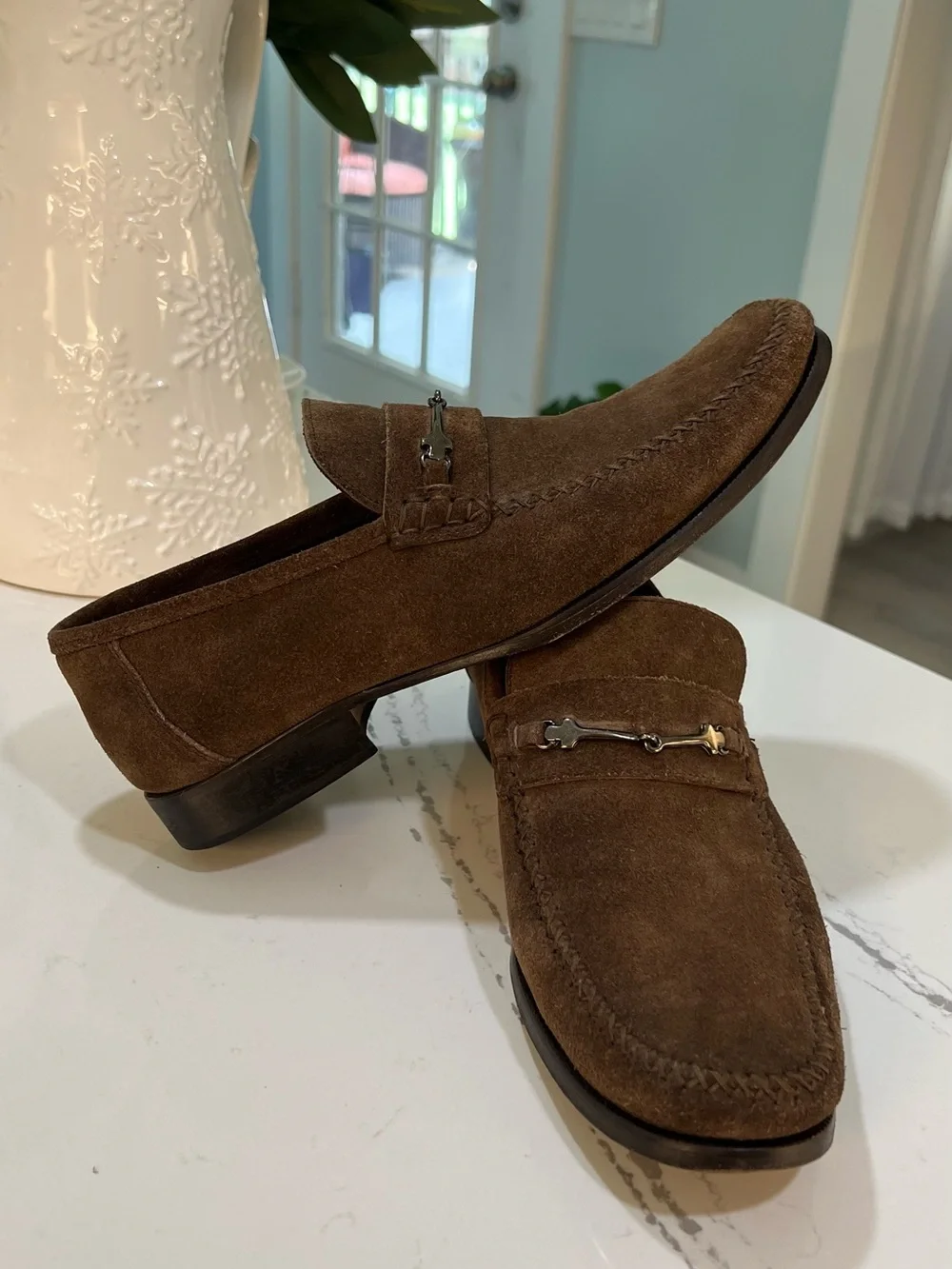 Bruno Magli Pittore Brown Suede Horsebit Loafers - Men's Size 9 M